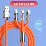 Dây Cáp Sạc Nhanh 3 Trong 1, Siêu Bền dài 2 mét, Siêu Nhanh Cổng Micro USB Type C Bằng Silicone