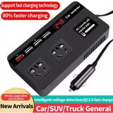 Biến tần điện ô tô, Bộ chuyển đổi điện tự động tẩu sạc DC 12V / 24V sang AC 110V / 220V, Bật lửa đốt thuốc lá cho xe, 10