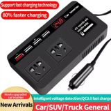 Nguồn tẩu 12v ra 220v - 2 cổng cho ô tô