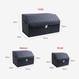 Thùng đựng đồ đa năng cốp sau ô tô bọc da cao cấp , có nắp gấp, gọn gàng , chứa được nhiều đồ size lớn nhất 72x32x30