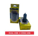 Tẩu sạc ô tô 2 cổng usb làm bằng kim loại sơn tĩnh điện phủ ABS có màn led báo điện áp | Sạc điện thoại trên xe hơi