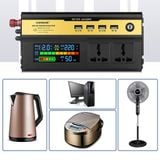 Bộ kích nguồn điện inverter 12V lên 220V công suất 800 W 2000W Sin chuẩn (Đồng hồ hiển thị công suất và điện áp)