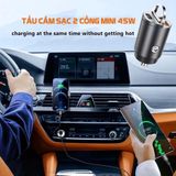 Tẩu Sạc Nhanh Hai Cổng  Qc USB  3.0 Và Type C Pd 45W Cho Điện Thoại, máy tính trên xe ô tô điện 12V hoặc xe tải 24V