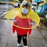 Áo mưa trẻ em ngộ nghĩnh kiểu Hàn Quốc Áo mưa Con vịt nhỏ Màu vàng choàng Mũ ô cho trẻ 3 - 5 tuổi