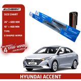 Gạt Mưa Ô tô HYUNDAI Loại Silicon 4 Lưỡi Cao Cấp, cần gạt nước Thiết Kế Thông Minh, Gạt Êm Và Sạch Hơn