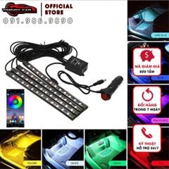 Bộ Đèn LED nội thất nhiều màu nguồn tẩu sạc gắn gầm xe có Điều Khiển App điện thoại tiếng việt bật theo nhạc, mờ đậm