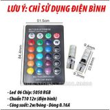 Bộ 2 đèn led chân T10 RGB kèm điều khiển từ xa nhiều chế độ màu, đèn demi