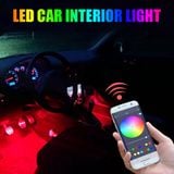 Bộ Đèn LED nội thất nhiều màu nguồn tẩu sạc gắn gầm xe có Điều Khiển App điện thoại tiếng việt bật theo nhạc, mờ đậm