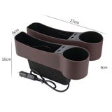 Cặp 2 khay đựng đồ khe ghế ô tô ,hàng cao cấp tích hợp USB sạc nhanh bọc da cao cấp nhiều màu