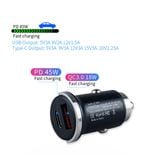 Tẩu Sạc nhanh công suất 45W cho xe ô tô 12V/24V Hai Cổng Qc USB  3.0 Và Type C Pd 45W Cho Điện Thoại, máy tính, laptop