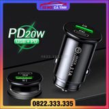Tẩu sạc Qc3.0 PD 20W cổng USB Type-C dùng trên xe hơi màu đen  Điện áp đầu vào: 12-24V nhỏ gọn