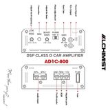 Bộ Khuếch Đại DSP Alchimist AD1C-800, DSP mono 1 kênh Class D - Max 800 W cho Loa Sub hơi Ô tô
