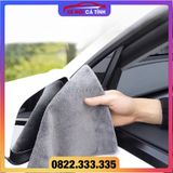 Khăn Lau Xe Hơi Hai Mặt Da Lộn Hai Màu đỏ xám Micro Fiber thấm hút nhanh không phai màu không để lại bụi, chuyên nghiệp