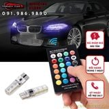 <NEWTREND> Bộ 2 đèn Led T10 RGB 16 màu kèm Remote điều khiển 6 SMD 5050 lắp đèn led demi,biển số, cốp sau