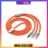 Cáp Sạc Nhanh 3 Đầu Cá Voi 120w Hỗ Trợ Sạc Nhanh 3 Trong 1, Chất Liệu Silicon và Hợp Kim Kẽm Siều Bền