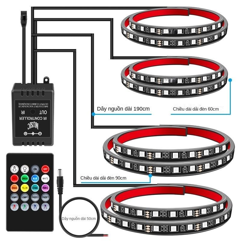 Dải đèn LED gầm xe trang trí khung xe ô tô