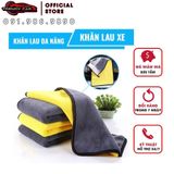 Freeship khăn 2 lớp lau xe đa năng  thấm hút tốt loại cao cấp dày 900GSM có clip mô tả