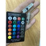 Bộ 2 đèn led chân T10 RGB kèm điều khiển từ xa nhiều chế độ màu, đèn demi