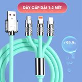 Dây Cáp Sạc Nhanh 3 Trong 1, Siê Bền, Siêu Nhanh Cổng Micro USB Type C Bằng Silicone
