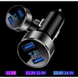 Tẩu sạc ô tô 2 cổng usb làm bằng kim loại sơn tĩnh điện phủ ABS có màn led báo điện áp | Sạc điện thoại trên xe hơi