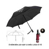 Ô dù thời trang tự động 2 chiều một nút bấm chống tia UV có đèn LED xoay 10 nan logo xe hơi cao cấp