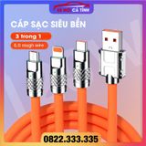 Dây Cáp Sạc Nhanh 3 Trong 1, Siê Bền, Siêu Nhanh Cổng Micro USB Type C Bằng Silicone