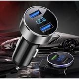 Tẩu sạc ô tô 2 cổng usb làm bằng kim loại sơn tĩnh điện phủ ABS có màn led báo điện áp | Sạc điện thoại trên xe hơi