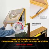 Tranh che ổ điện, attomat khung nhôm cao cấp có pitton thủy lực, chắc chắn, tranh gỗ MDF 4 lớp nghệ thuật