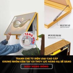 Tranh che ổ điện, attomat khung nhôm cao cấp có pitton thủy lực, chắc chắn, tranh gỗ MDF 4 lớp nghệ thuật
