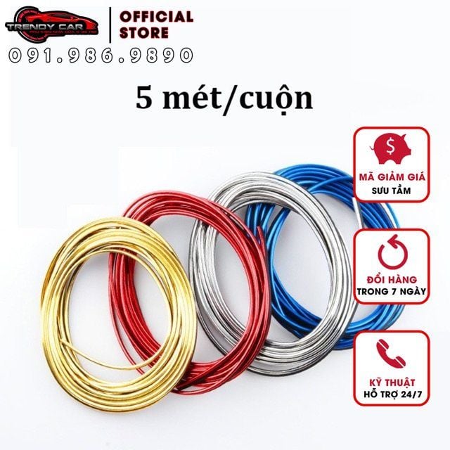CHỈ VIỀN DA Ô TÔ MÀU ĐỎ DÀI 5 MÉT ĐÓNG GÓI CẨN THẬN