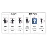 Bộ 100 Chốt Vít Vặn Các Bộ Phận Trên Xe Hơi Chất Liệu Nhựa Kèm Hộp Đựng