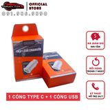 Tẩu sạc Qc3.0 PD 20W cổng USB Type-C trên xe hơi công suất 20W an toàn nhỏ gọn tiện dụng
