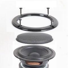 Màng lưới bảo vệ loa, Ê căng loa bass chất liệu màng kim loại hình tròn, khung nhựa PP, kích thước 2 inch, 4.inch