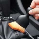 Chổi quét mini đầu cong sợi lông mềm dùng vệ sinh nội thất ô tô, bảng điều khiển, cửa thoát khí, loại có nắp bảo vệ
