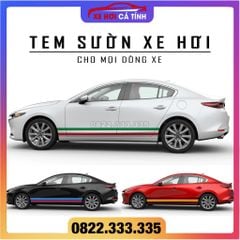 3 mét Decal Tem Sườn Xe Ô Tô chọn mẫu Mẫu Cờ Đức, Pháp, Italy, Performance, Decal Dán Sườn Xe Ô Tô Đẹp Nhất