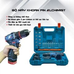 bộ máy khoan pin động cơ không chổi than 18v cao cấp 2 pin công suất cao kèm hộp đựng và đầy đủ phụ kiện và sạc