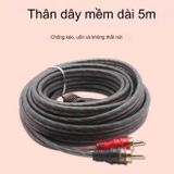 Dây AV Đồng Nguyên Chất Cao Cấp 4 Đầu Hoa Sen RCA Hifi Audio mạ vàng cao cấp vỏ chống nhiễu dài 5 mét AV24k
