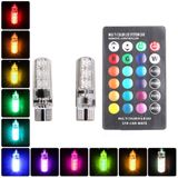 Bộ 2 đèn led chân T10 RGB kèm điều khiển từ xa nhiều chế độ màu, đèn demi