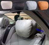 Gối tựa đầu trên xe cao cấp chất liệu vải da lộn nhân tạo alcantara phù hợp cho tất cả loại xe