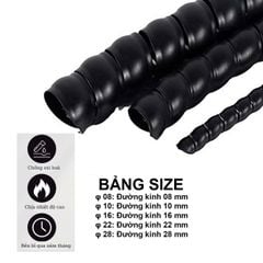 Cuộn 10 mét lò xo nhựa Bọc dây rửa xe, bọc dây tuy ô thủy lực, dây cáp điện, bảo vệ dây chống mài mòn ống rửa xe ô tô tại nhà hoặc gara rửa xe chuyên dụng cần có nhiều cỡ