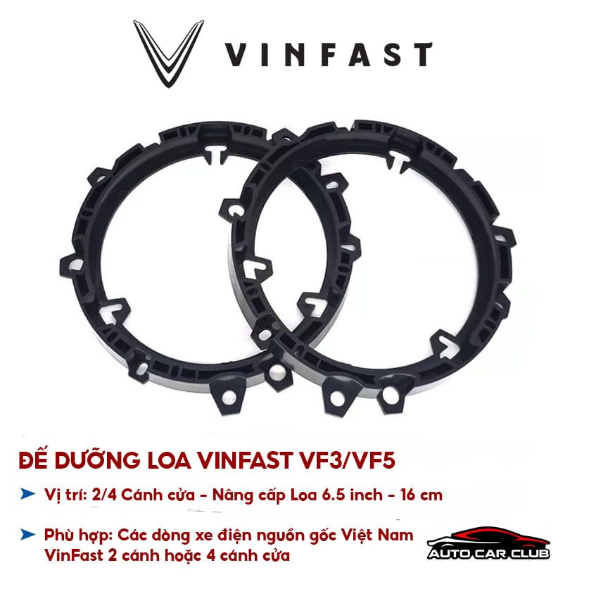 Dưỡng loa cánh ô tô 6.5 inch Vinfast VF3, VF5 nhựa PVC