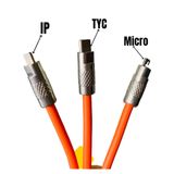 Dây Cáp Sạc Nhanh 3 Đầu 120w Hỗ Trợ Sạc Nhanh 3 Trong 1, Chất Liệu Silicon và Hợp Kim Kẽm Siều Bền