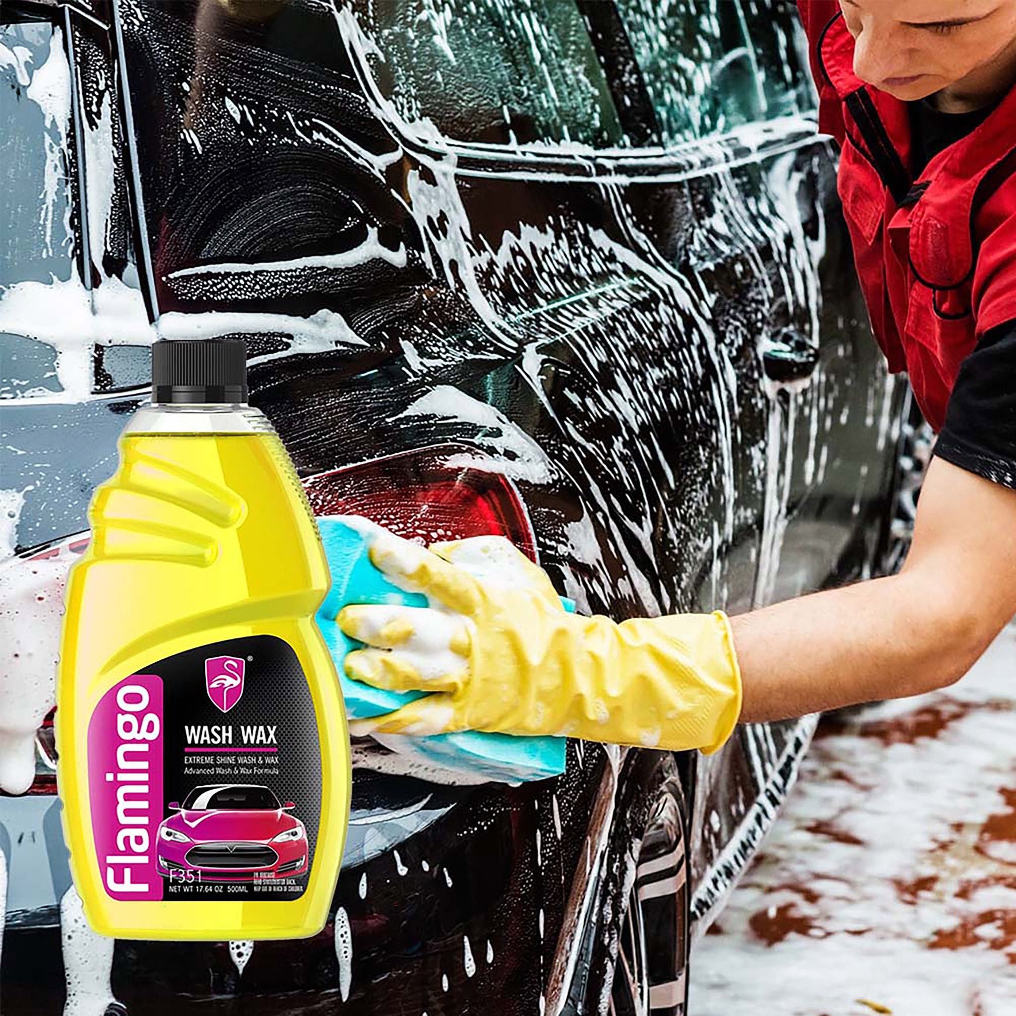 Nước rửa xe đậm đặc ô tô Flamingo F351 500ml Xà bông rửa xe siêu đậm đặc, siêu sạch nước rửa xe bọt tuyết