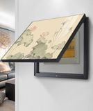 Khung tranh che bảng điện, tủ điện sang trọng che aptomat bảng điện khung nhôm có pitton thủy lực