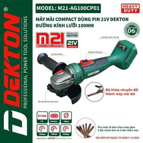Thân Máy Mài Góc Pin Dekton M21-AG 100CP01 (Chưa Pin Sạc)