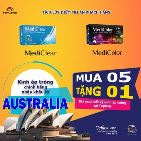  [Mua 05 Tặng 01] Kính Áp Tròng Australia (Úc) Cận Thị Không Màu Mediclear 3 Tháng 