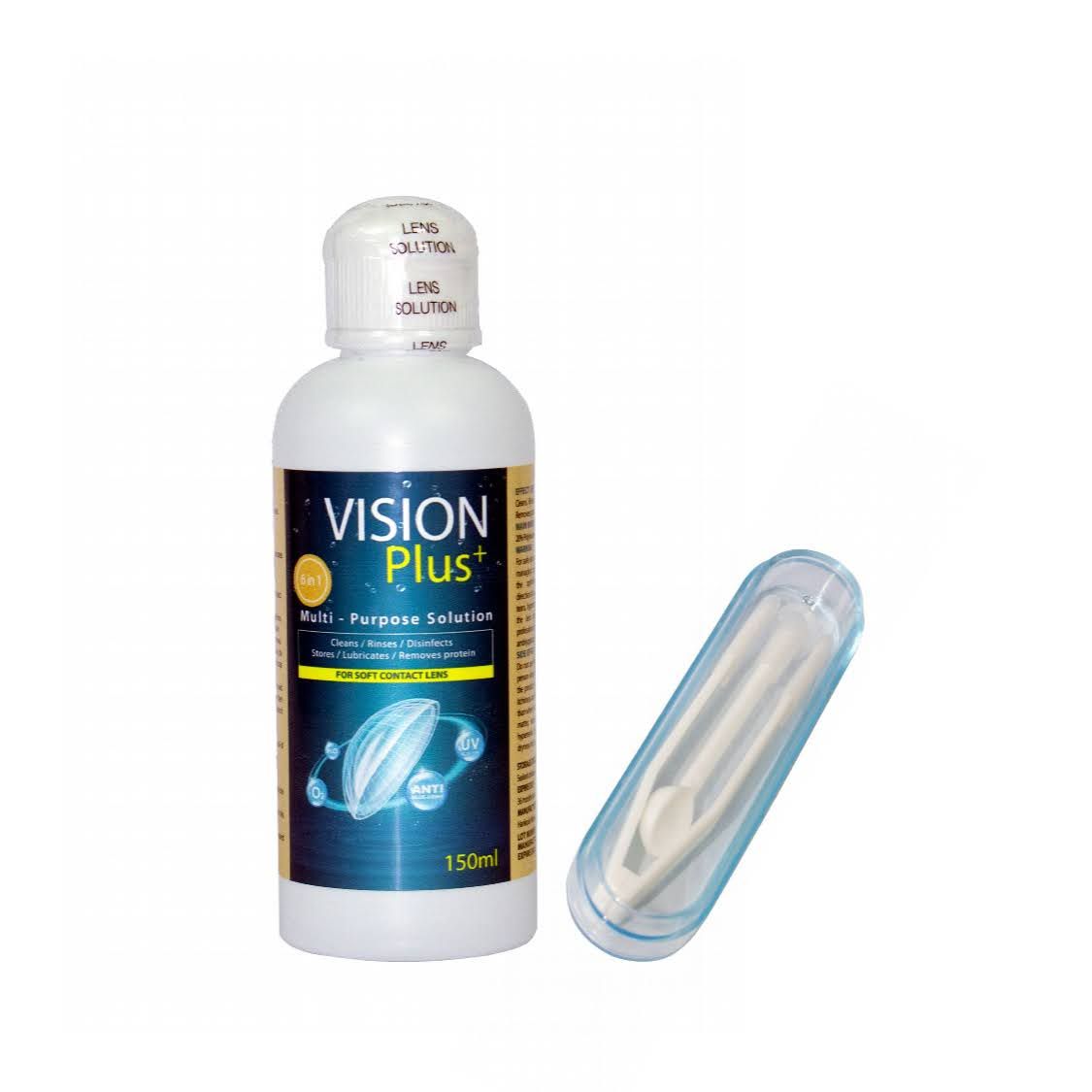 Dung dịch ngâm kính áp tròng Vision Plus 150 ml + Nhíp Đeo Lens