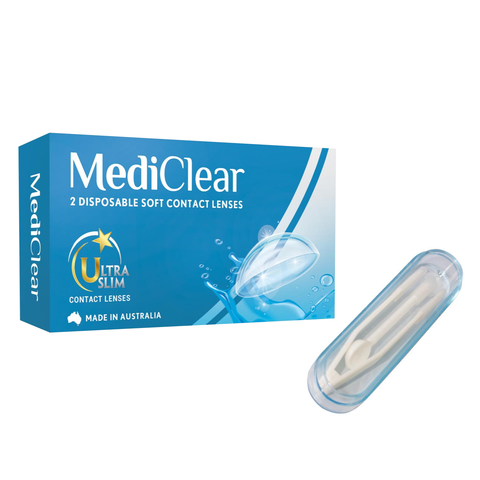  [Một Cặp] Kính Áp Tròng Australia Cận Thị Không Màu Mediclear 3 tháng + Nhíp Đeo Lens 