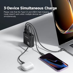 Bộ sạc nhanh Romoss GAN AC140H 140W (2 USB-C + 1 USB-A)