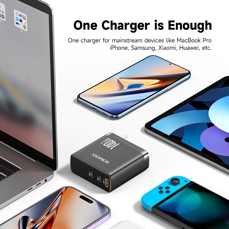 Bộ sạc nhanh Romoss GAN AC140H 140W (2 USB-C + 1 USB-A)